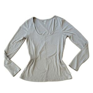 Travis Mathew Taupe Ribbed Modal Long Sleeve Top